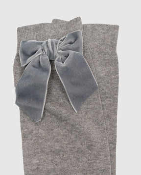 Story Loris Children's gray knee-high socks with bows 2084