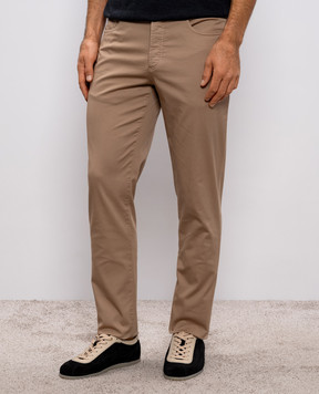 Brunello Cucinelli Beige pants with logo patch M289LI1780