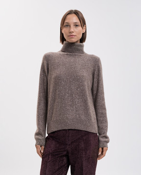 Allude Brown cashmere and silk sweater with sequins 26577102
