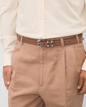 Brunello Cucinelli Brown suede belt with brand embossing MAUAS253P
