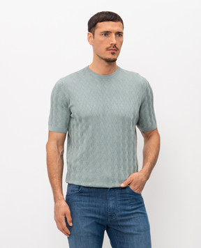 Stefano Ricci Green T-shirt with patterned silk K818106G10F26172