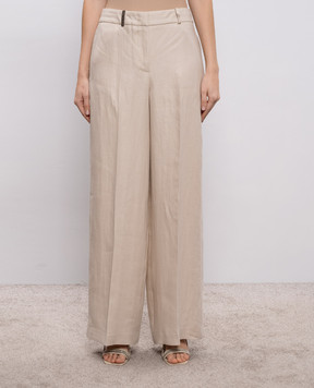 Peserico Beige linen pants with patch A0404002606