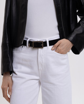 Dondup Black leather belt with logo WC325PL0661DXXX