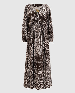 Momoni Brown silk maxi dress FRANCISCO MODR010MO03