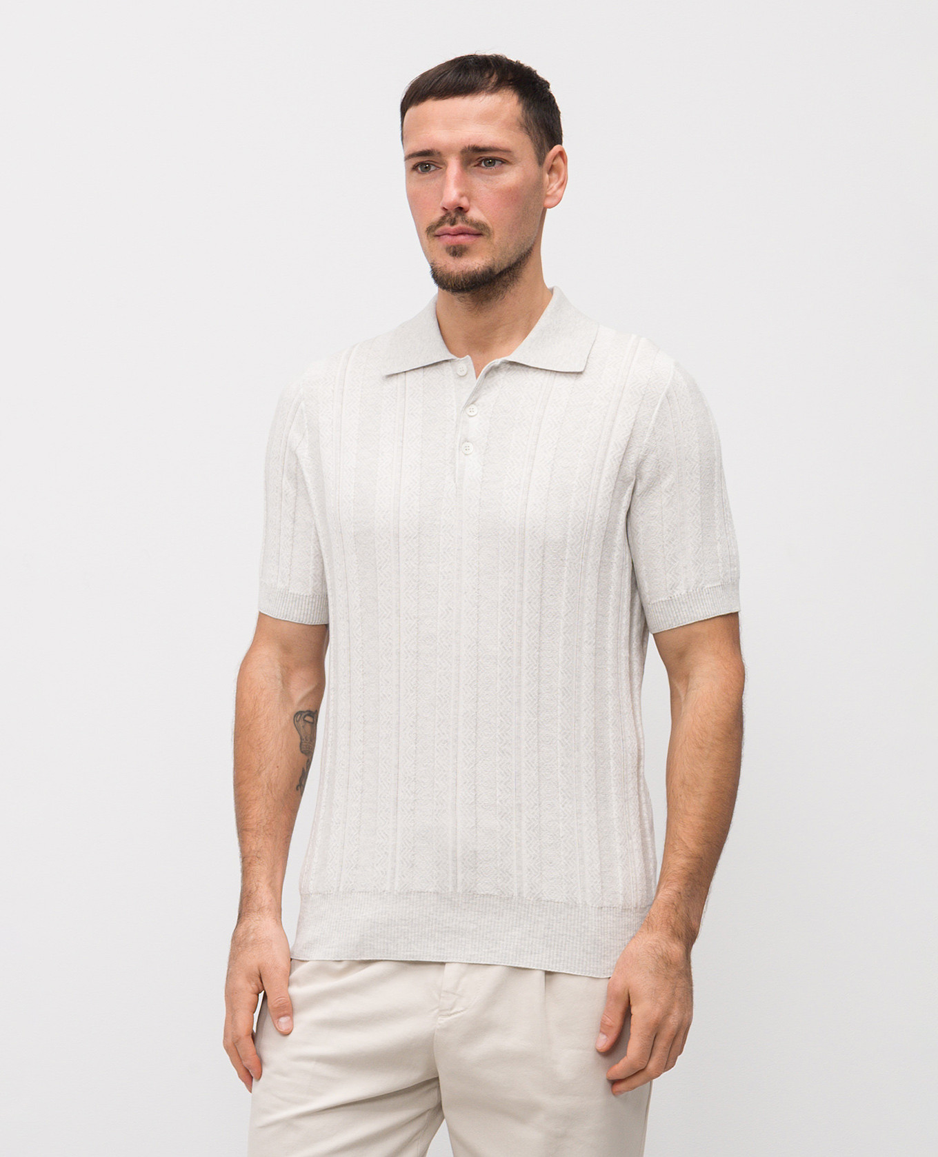 Gray polo shirt with pattern Brunello Cucinelli 3