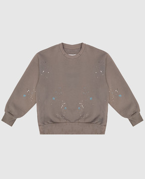 Maison Margiela MM6 Children's brown sweatshirt with a paint splatter print M61006MM07K