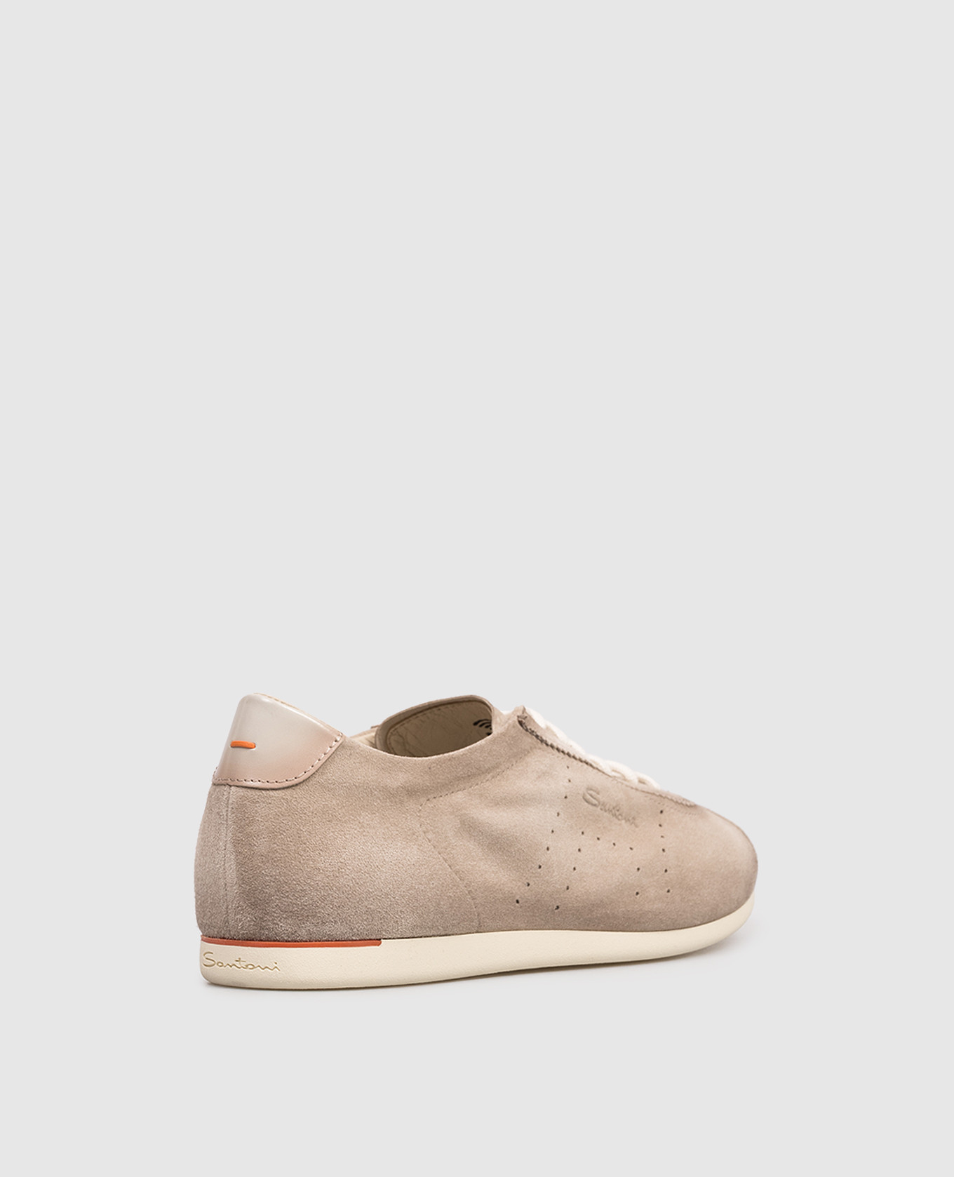 

Beige suede sneakers with perforations Santoni