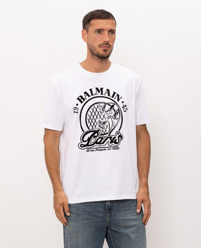 Balmain White T-shirt with textured print HH1EG000BD68