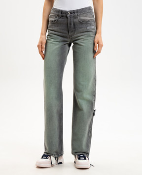 Off-White Gray jeans with a worn effect 2YA069S26DEN003