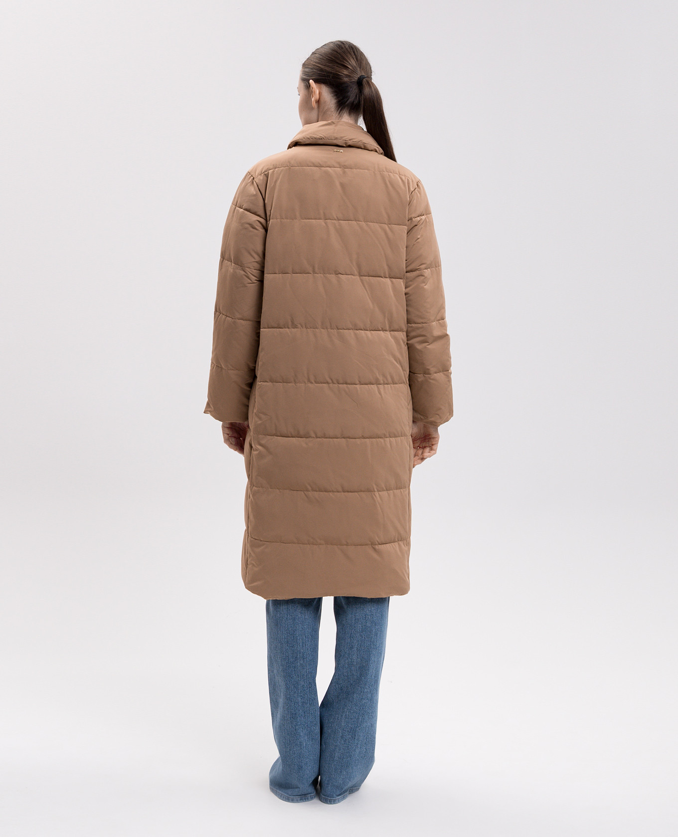 Brown double-breasted long jacket Twinset 4
