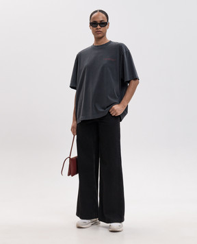 Off-White Grey T-shirt with Cut Here print 2FA00439T