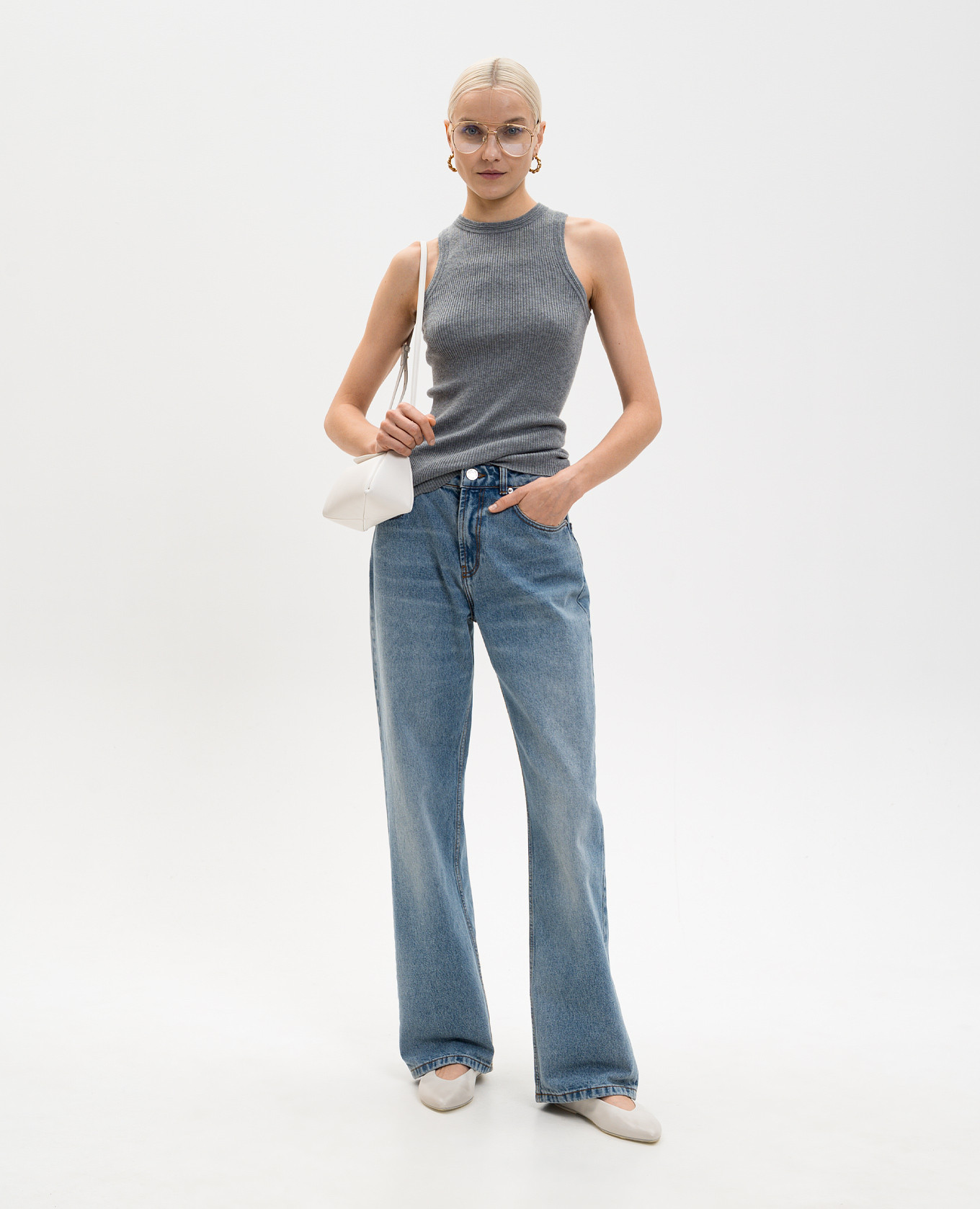 

Amya grey ribbed cashmere top LISA YANG