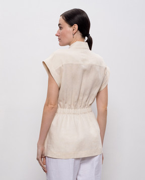 Peserico Beige linen shirt with monil chain S0631902600