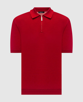 Stefano Ricci Burgundy silk polo shirt with embroidered monogram logo K616215P31F26101
