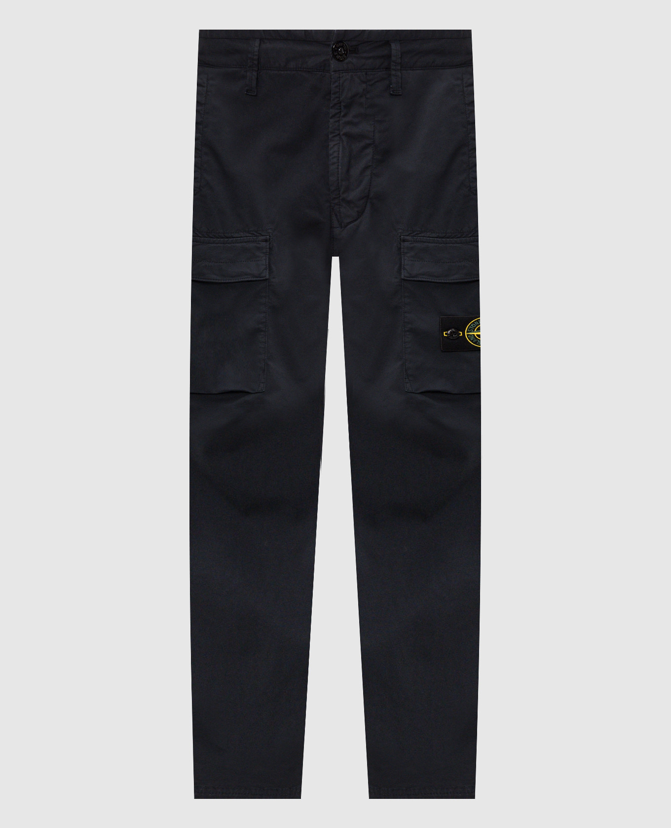 Navy cargo pants with logo patch
