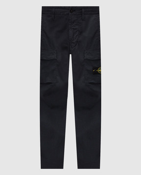 Stone Island Navy cargo pants with logo patch L2S153100032S0A10