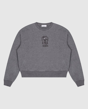 Brunello Cucinelli Children's gray sweatshirt with textured embroidery BN05NE451B