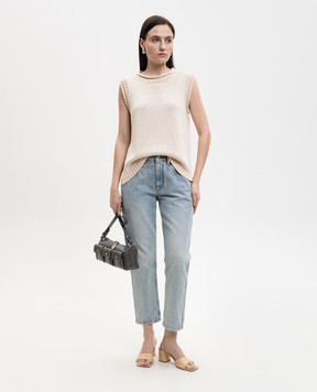 Loulou de Saison Beige Effy linen and silk vest EFFY