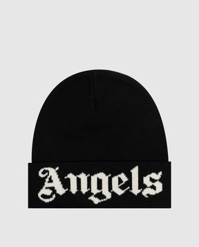 Palm Angels Black hat with logo pattern PAMLC003KN003w