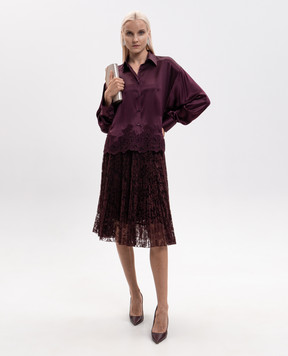 Ermanno Scervino Burgundy silk blouse with lace D492K396APNXE
