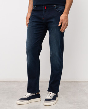 Kiton Blue jeans with logo patch UPNJSK0621H
