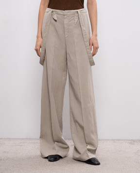 Dondup Gray linen pants DP842CF0197DBM5