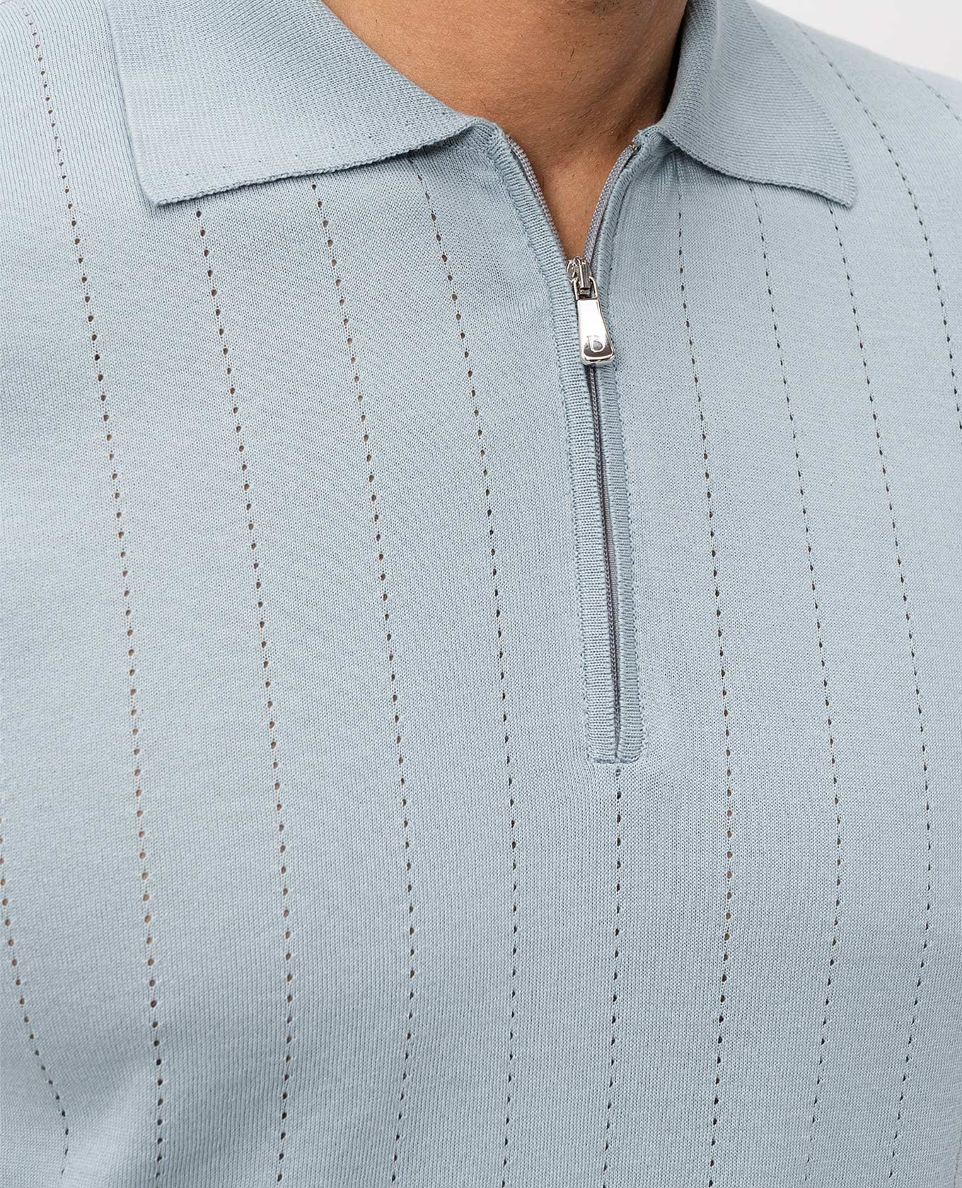 Blue polo shirt with perforated stripes Bilancioni 5