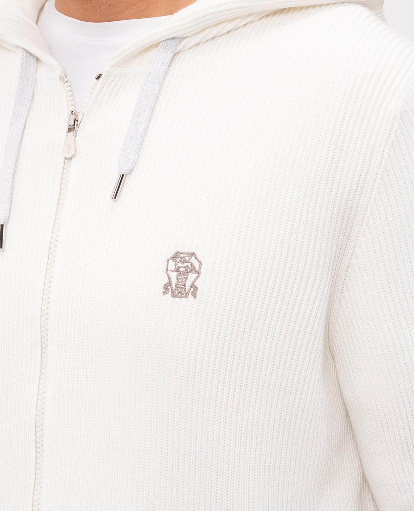 

White sports jacket with embroidered emblem Brunello Cucinelli