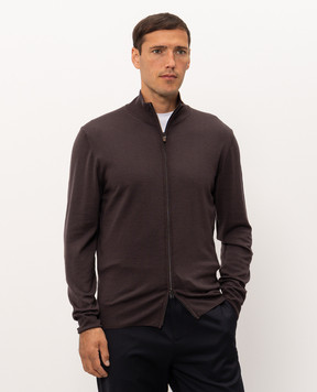 Canali Brown wool cardigan MK01149C0022