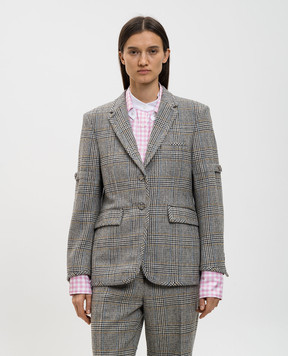 Thom Browne Gray wool check jacket FBR062BF1002