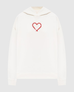 Dondup Ivory insulated hoodie with logo embroidery F527KF0255DNC5