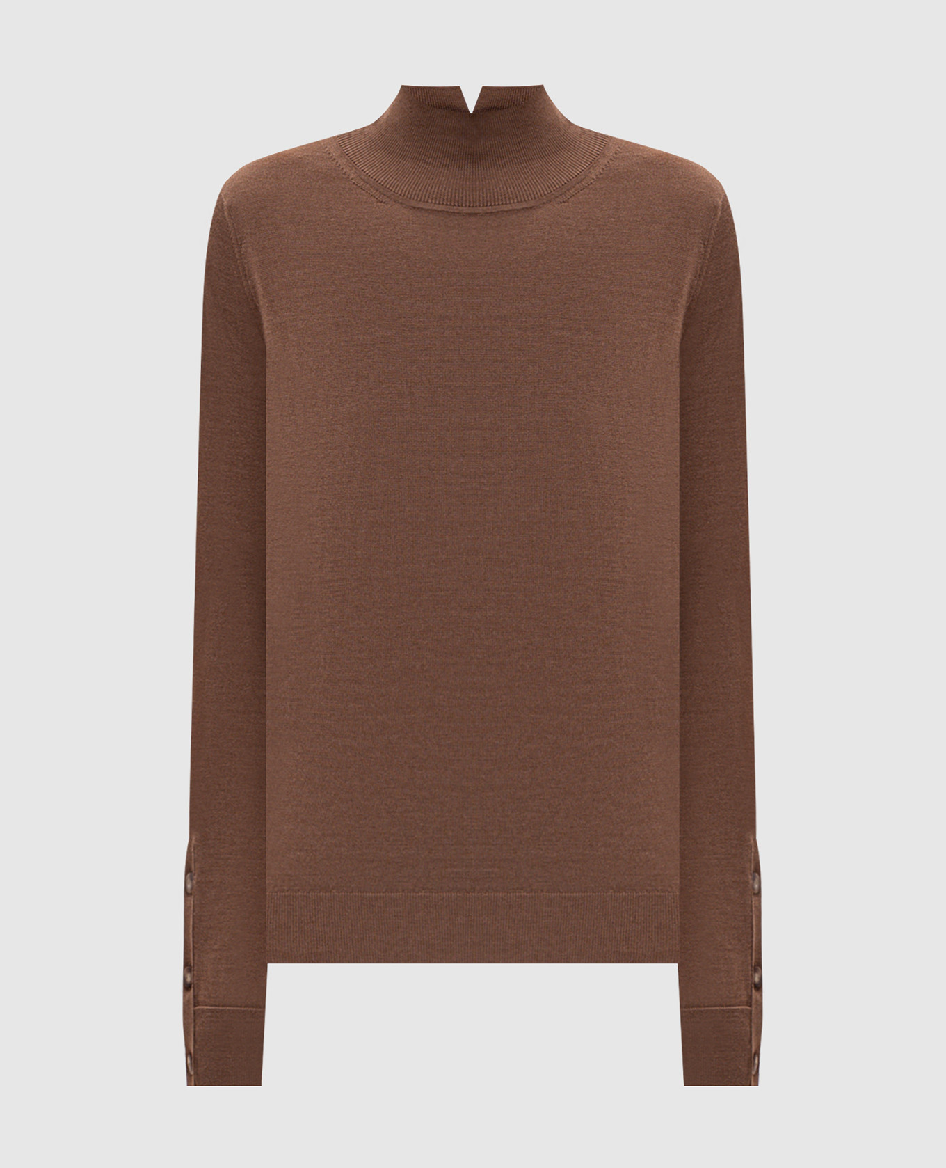 Brown wool, silk and cashmere turtleneck