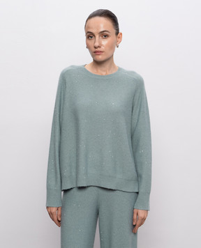 Fabiana Filippi Turquoise wool, silk and cashmere jumper with sequins MAD216F097D296