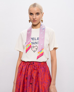 Santoni Pink silk twill ribbon with branded print AWFLC0030XXXAOE