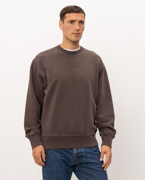 Stone Island Brown sweatshirt with logo print L2S156100037S0E20