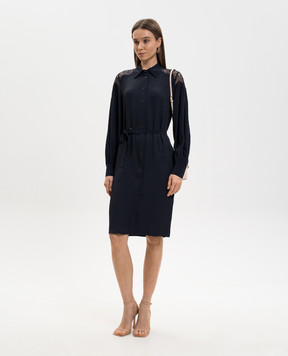 Twinset Blue shirt dress with lace 261TP2590