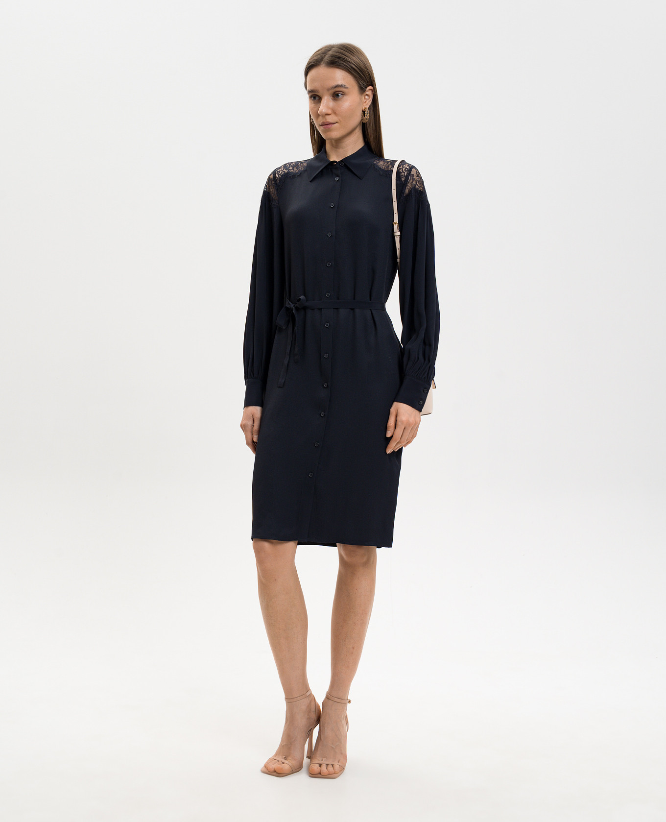 

Blue shirt dress with lace Twinset