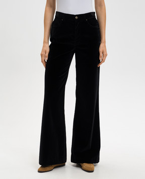 La DoubleJ Black velvet flared pants TRO0140VEL011SOLID