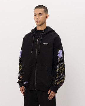 Off-White Black sports jacket with Arrow Archigeography logo print 44MBE015F26F003