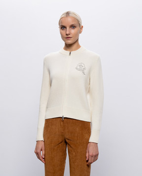 Moncler Ivory wool and cashmere cardigan L20939B00065M4281