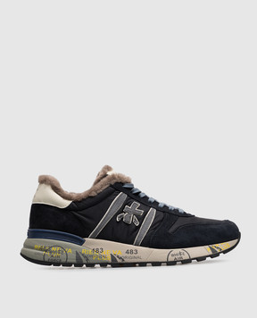 Premiata Blue Lander combination sneakers with fur LANDER8656M