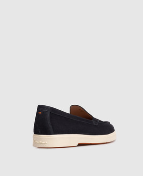 Santoni Blue suede loafers with logo WUYA58856TISNPYL
