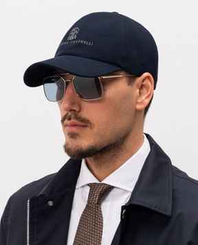 Brunello Cucinelli Blue cap with logo embroidery M252D9850