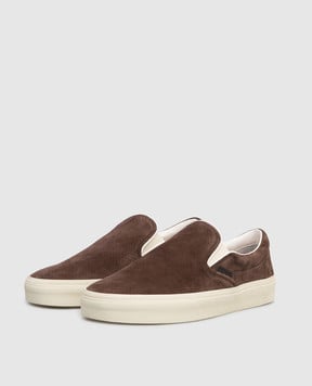 Tom Ford Jude brown suede slip-ons with perforations J1368ICL124N