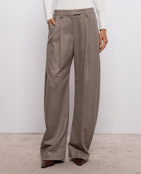 Brunello Cucinelli Brown wool pants with monil chain MP550P9026