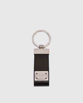 Dolce&Gabbana Black leather keychain with logo BP1371AG219