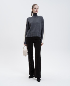 Twinset Grey wool sweater with logo 252TF3023