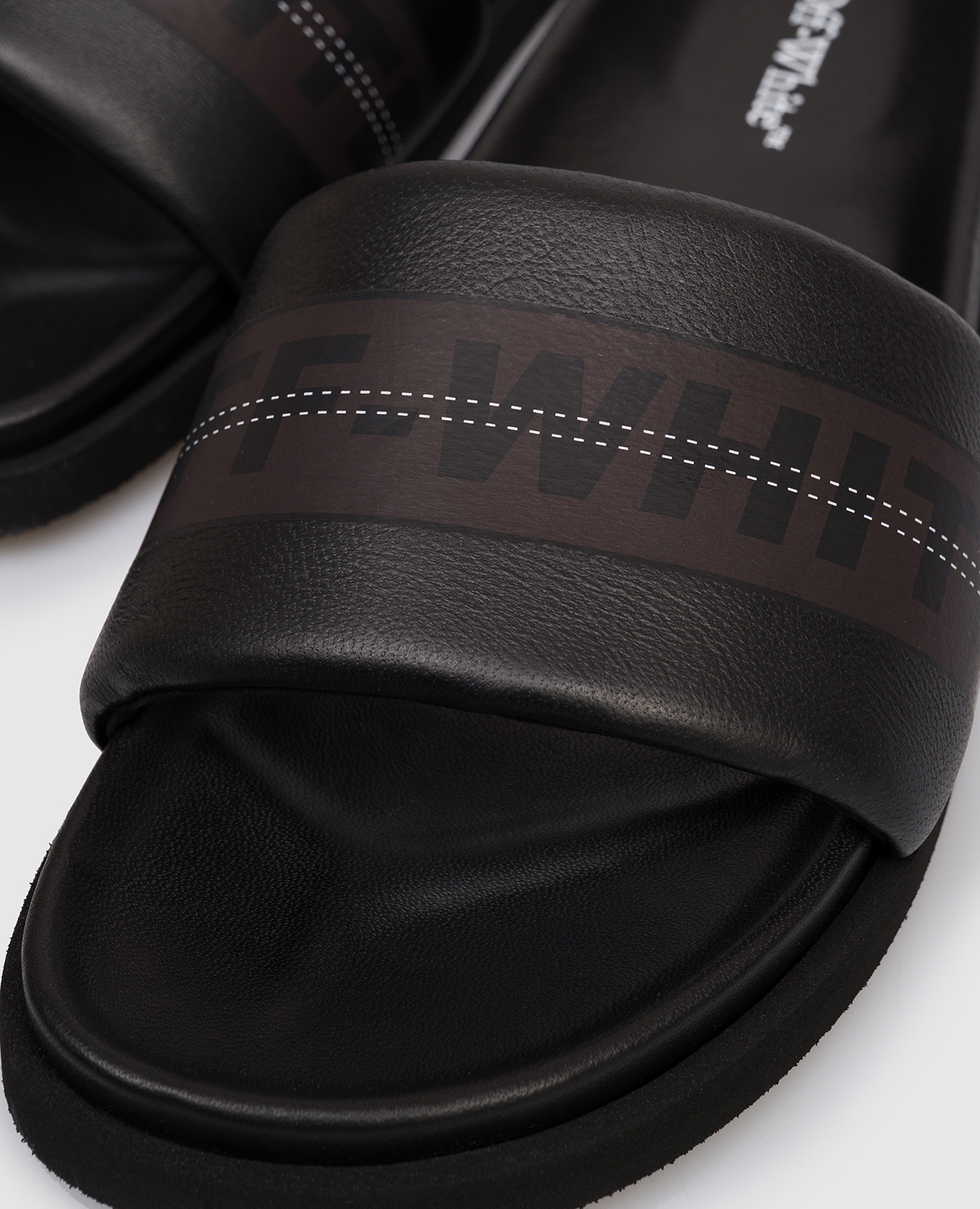 Black Industrial Leather Flip Flops Off-White 5