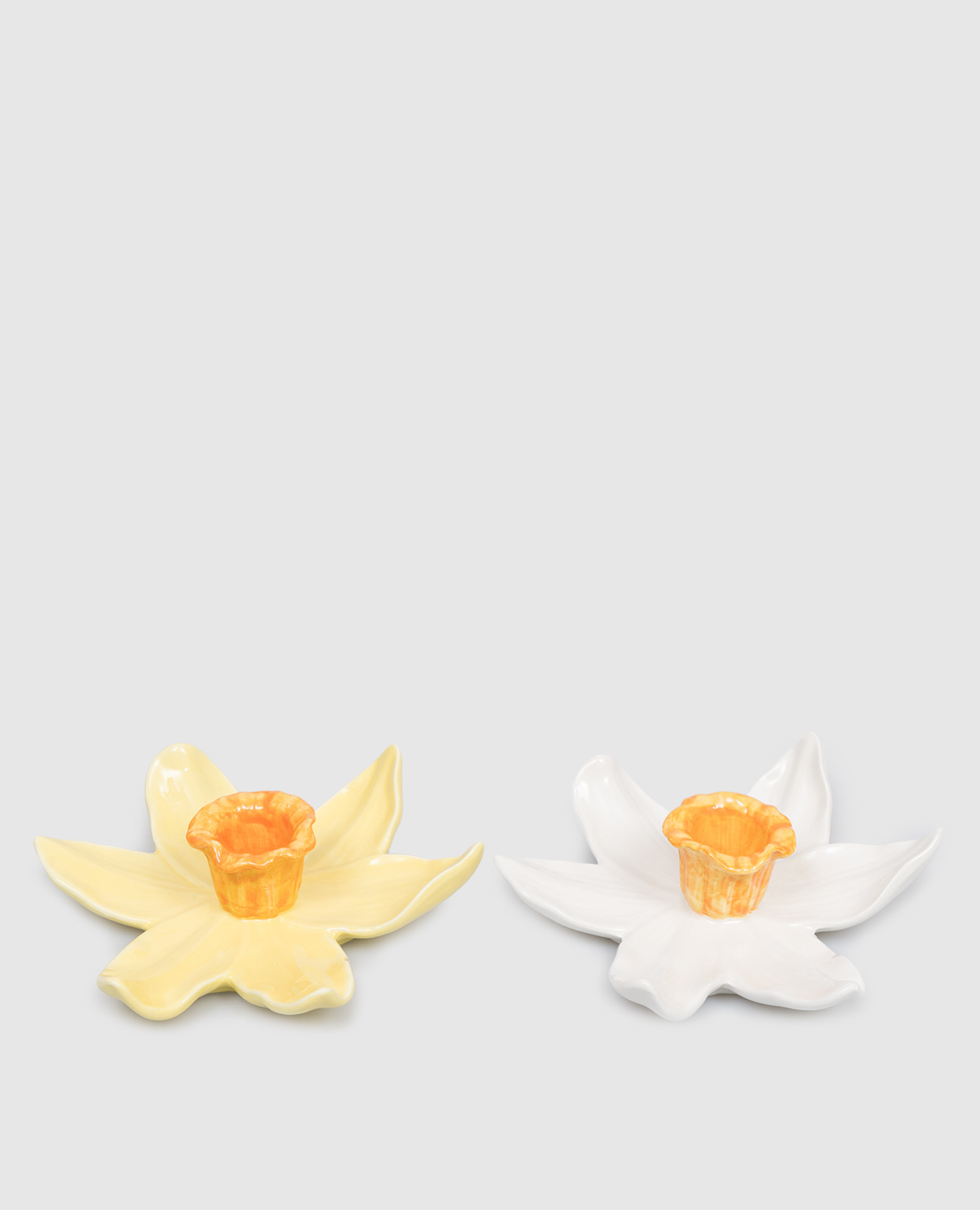 

Set of ceramic candlesticks in the shape of a daffodil EDG, White