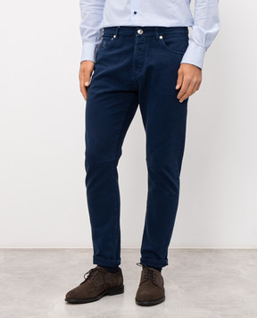 Brunello Cucinelli Blue jeans with logo patch M237PX1290